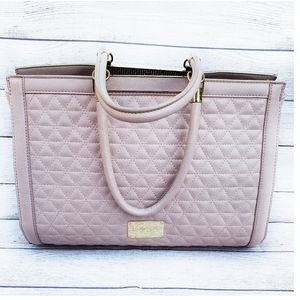 BeBe Pink Quilted Pattern Gold Accent Handbag